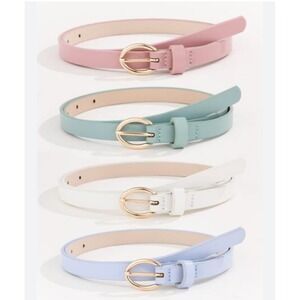 Skinny Belt Pastel Colors Gold‎ Buckle Adjustable Belt Women's Size Small 70